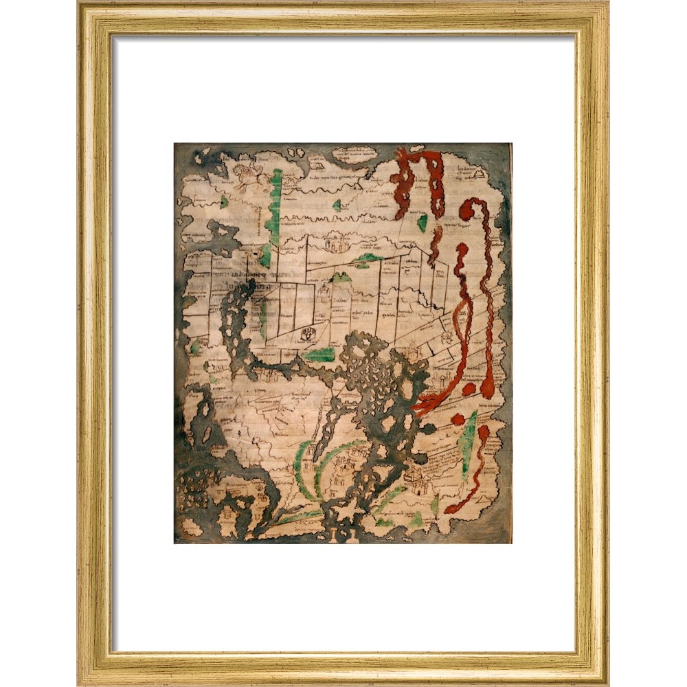 The Tiberius Map print in gold frame