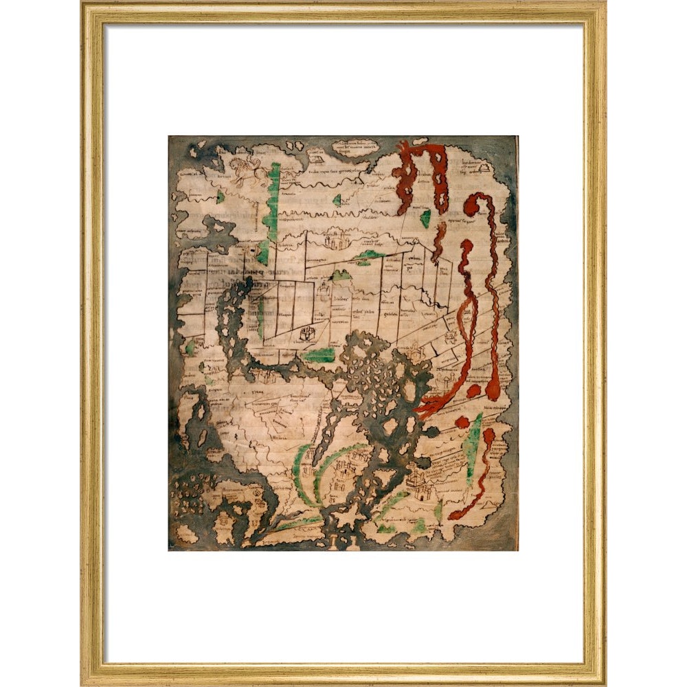 The Tiberius Map print in gold frame