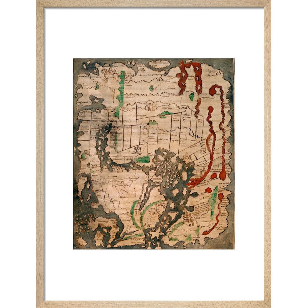 The Tiberius Map print in natural frame