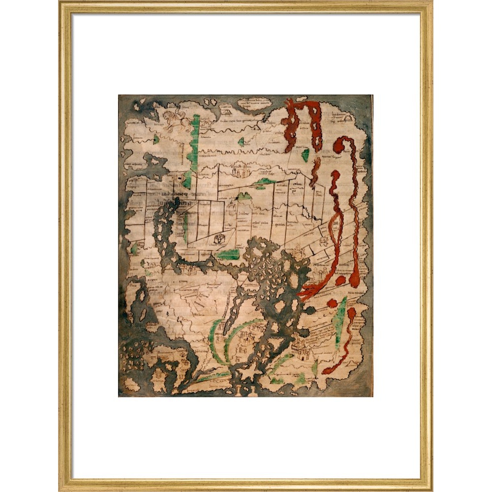 The Tiberius Map print in gold frame