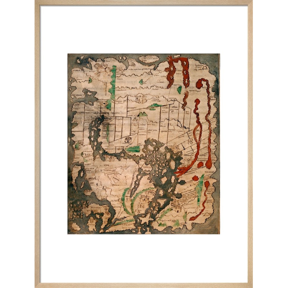 The Tiberius Map print in natural frame