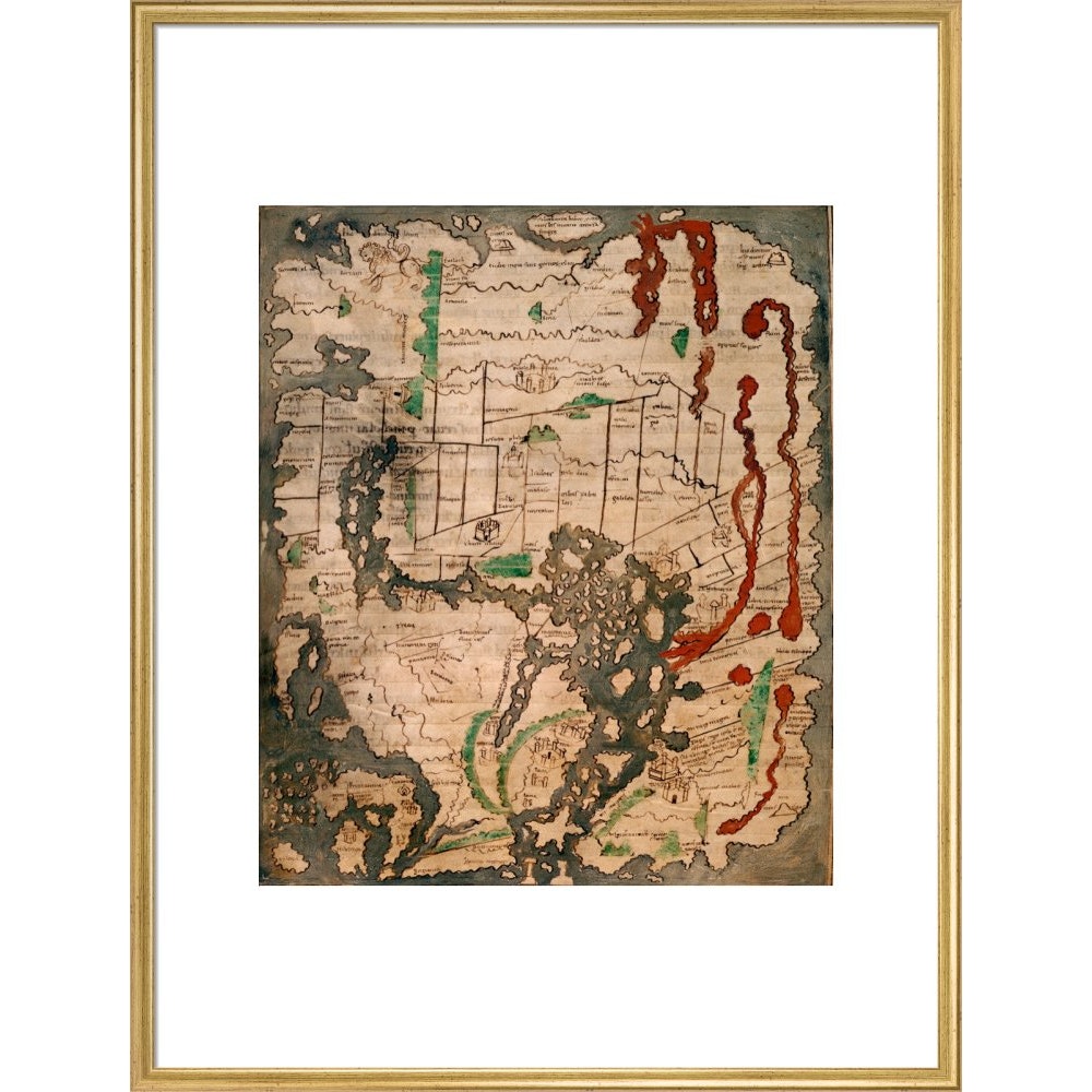 The Tiberius Map print in gold frame