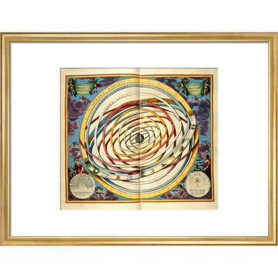 The universe print in gold frame