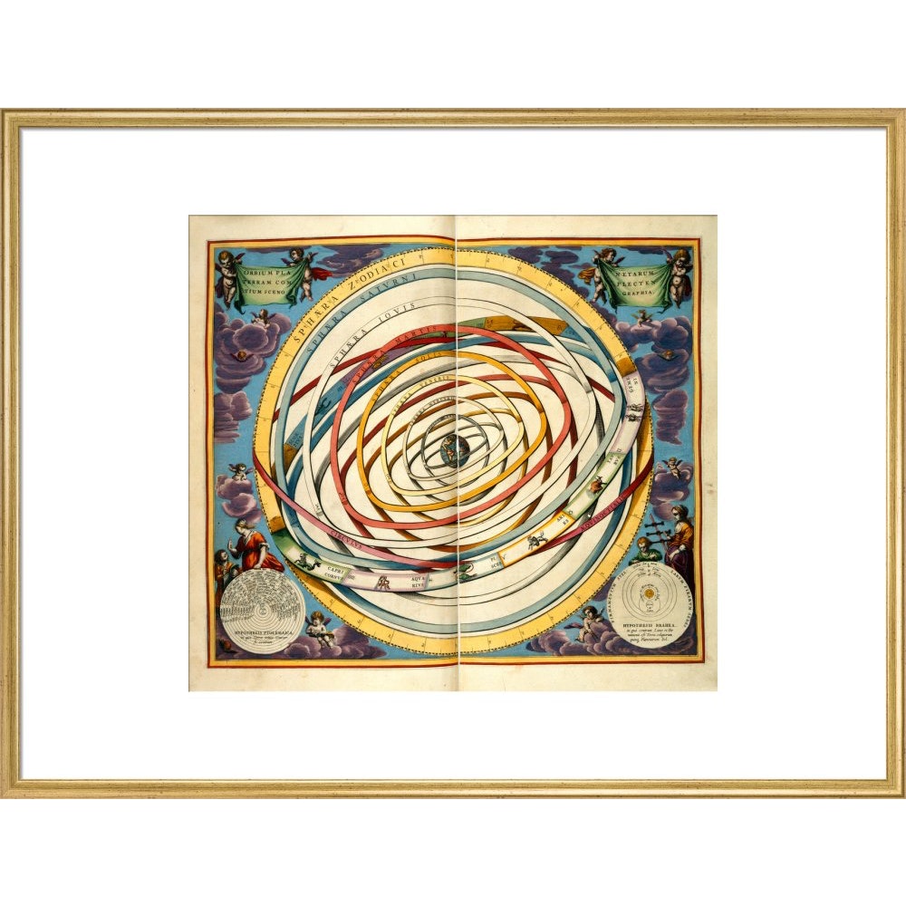 The universe print in gold frame