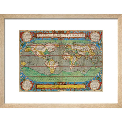 World Map (from Theatrum Orbis Terrarum) print in natural frame