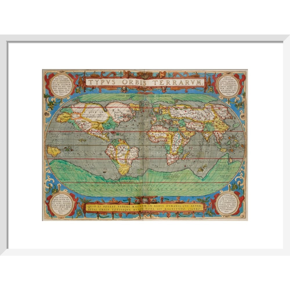 World Map (from Theatrum Orbis Terrarum) print in white frame