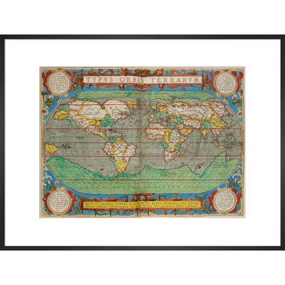 World Map (from Theatrum Orbis Terrarum) print in black frame