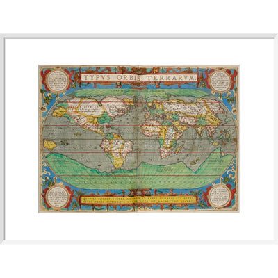World Map (from Theatrum Orbis Terrarum) print in white frame
