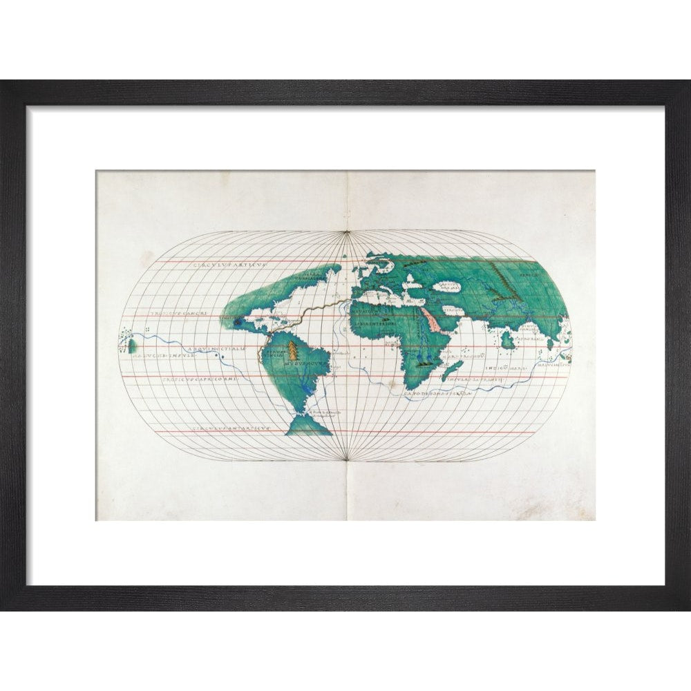 Portolan Atlas World Map print in black frame