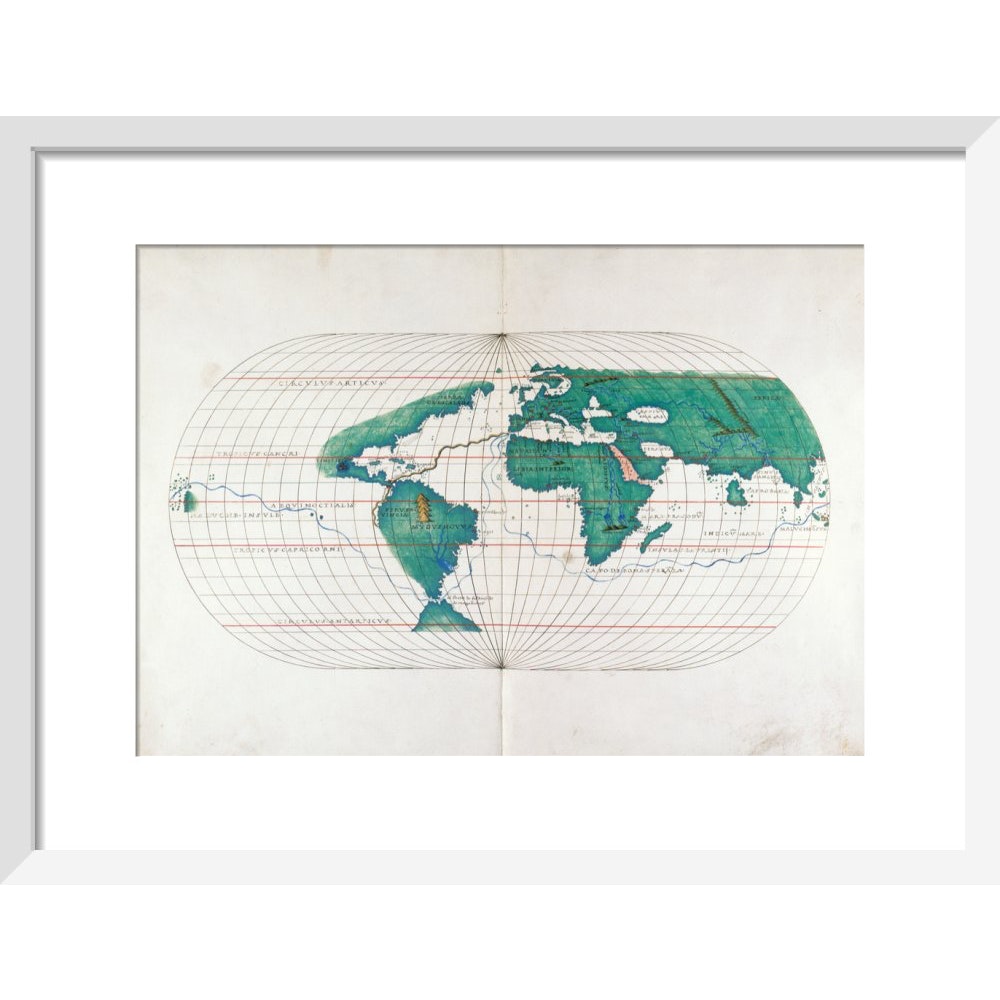 Portolan Atlas World Map print in white frame