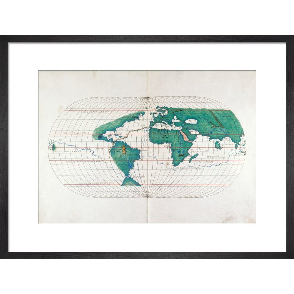 Portolan Atlas World Map print in black frame
