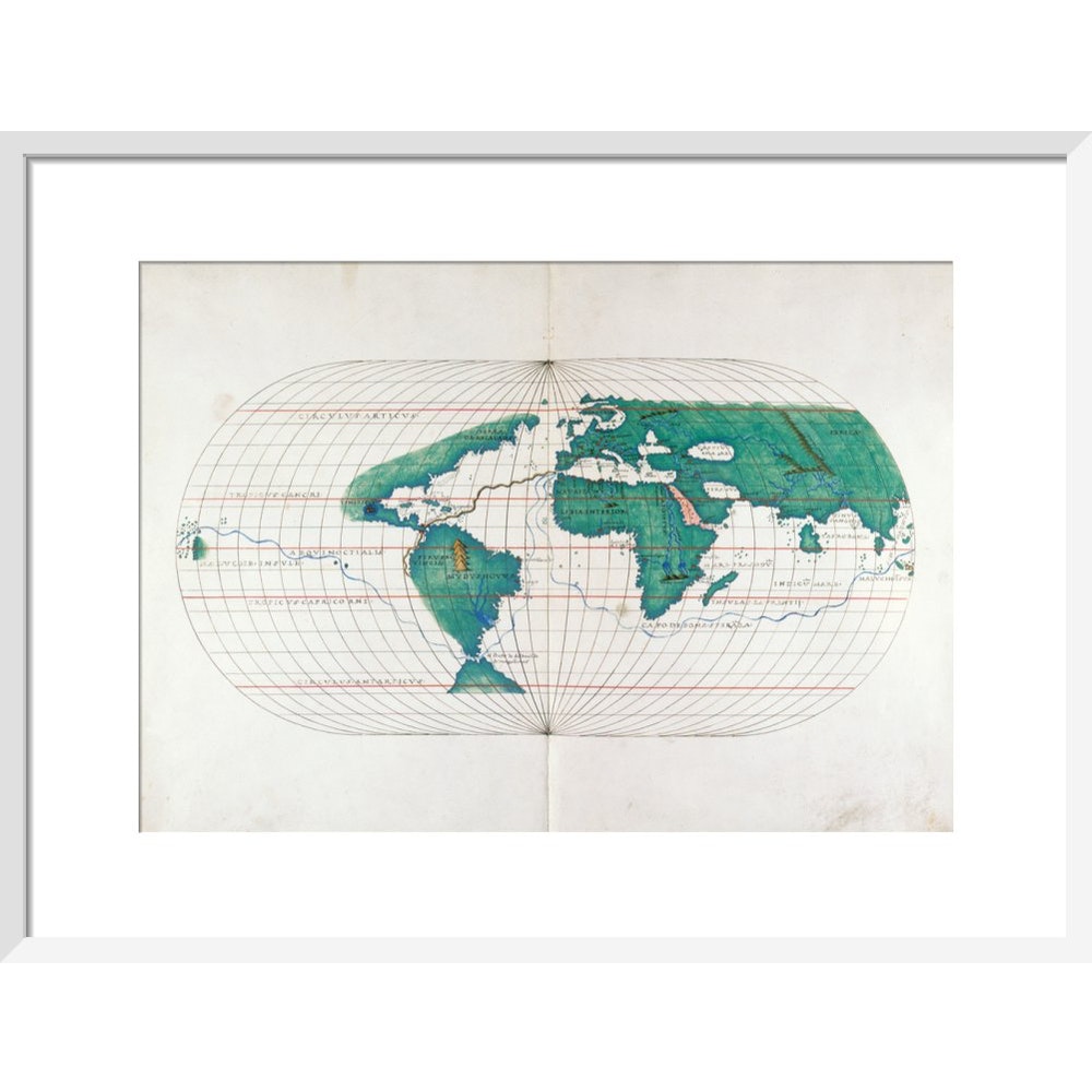 Portolan Atlas World Map print in white frame