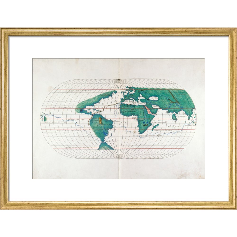 Portolan Atlas World Map print in gold frame