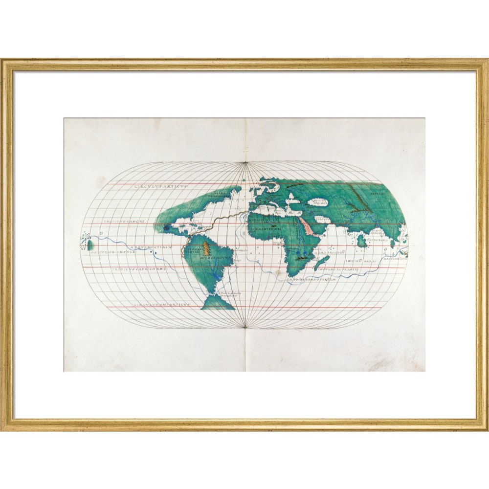 Portolan Atlas World Map print in gold frame
