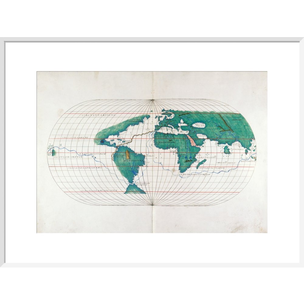 Portolan Atlas World Map print in white frame